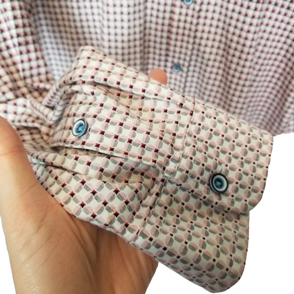 Butter Cloth Mens Geometric Oxford Shirt Sz L Career Corp Business Wedding Guest - Picture 4 of 7